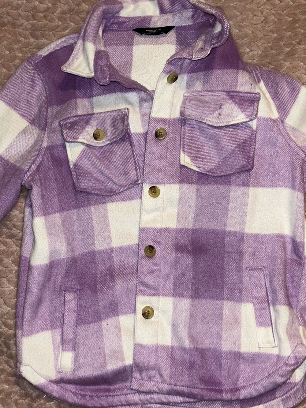 Kids Purple Plaid Button-Up Jacket - Unbranded